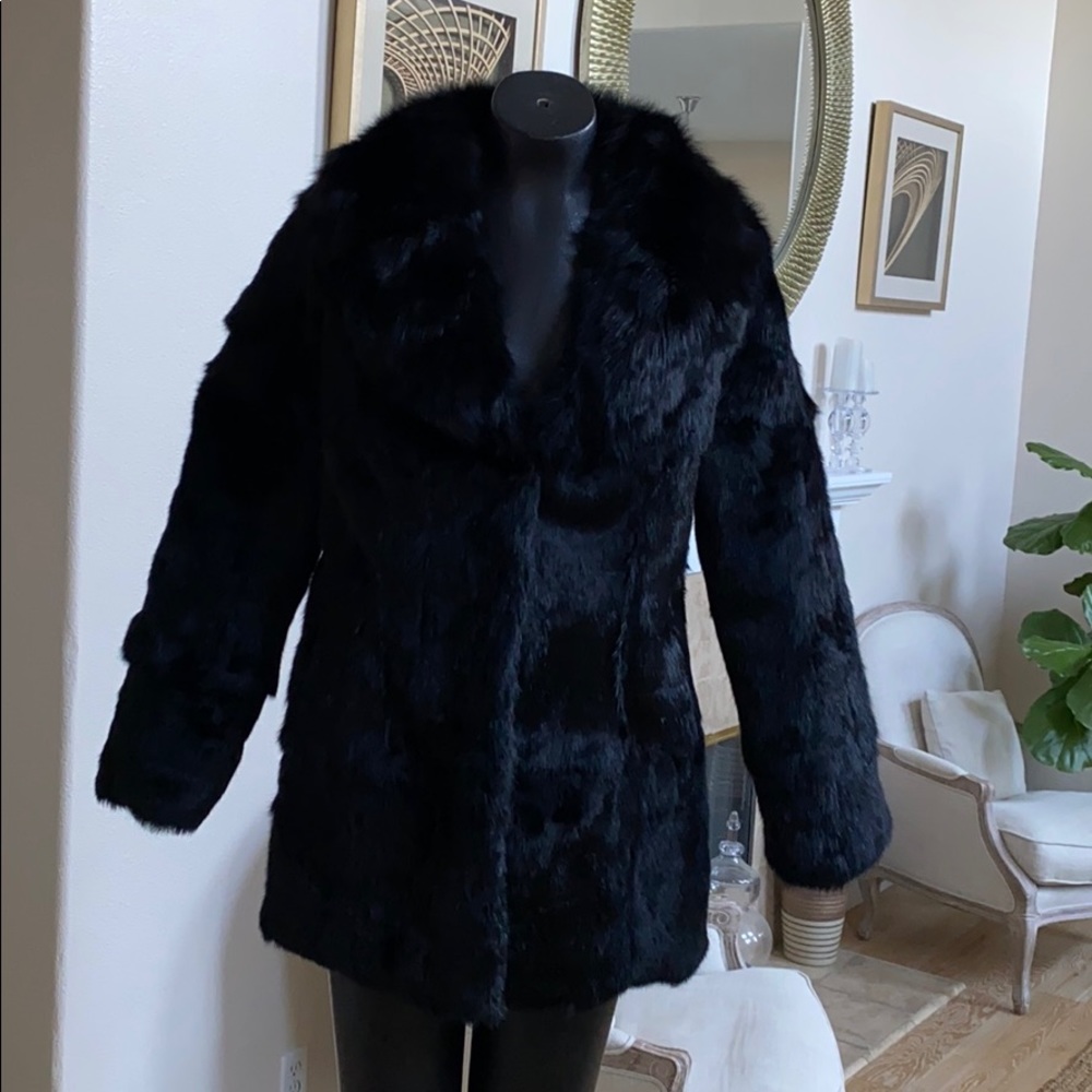 New Rabbit fur coat with real fox fur collar